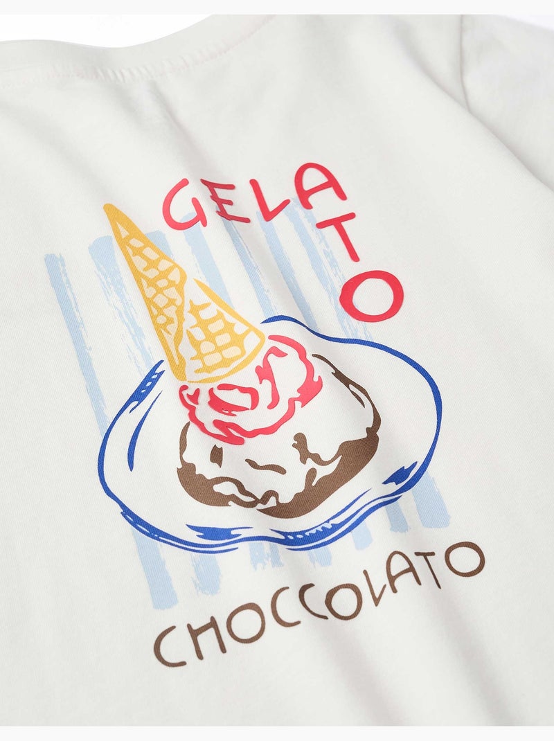 Maglietta in cotone con stampa Gelato You&Me Bianco - Kiabi