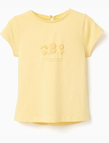 Maglietta in cotone con stampa in rilievo sul davanti