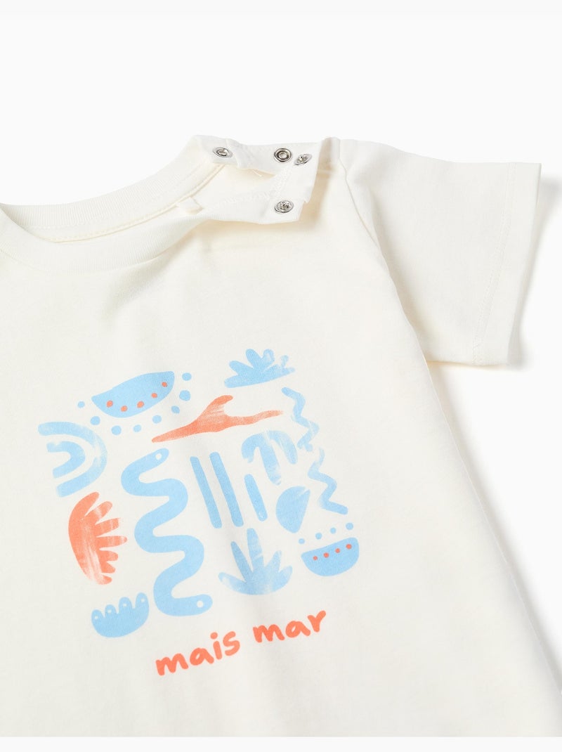 Maglietta in cotone con stampa Mais Mar Bianco - Kiabi