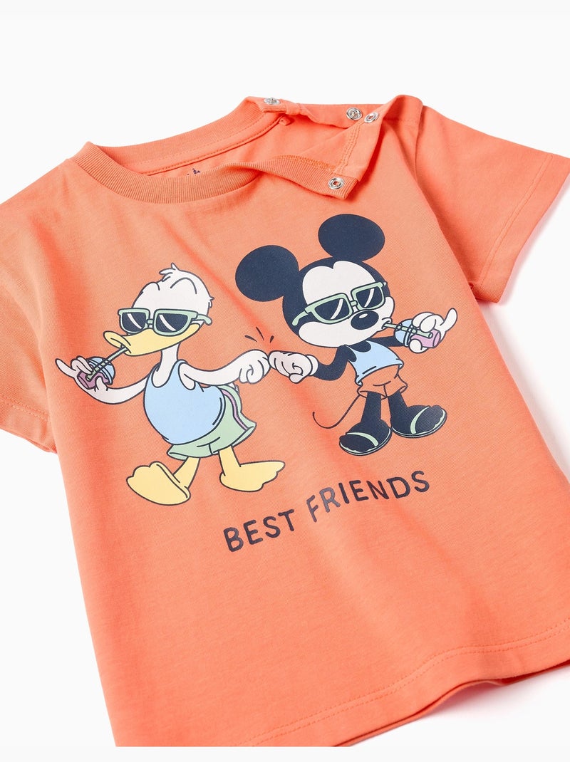 Maglietta in cotone con stampa Mickey & Donald Nero Arancione - Kiabi