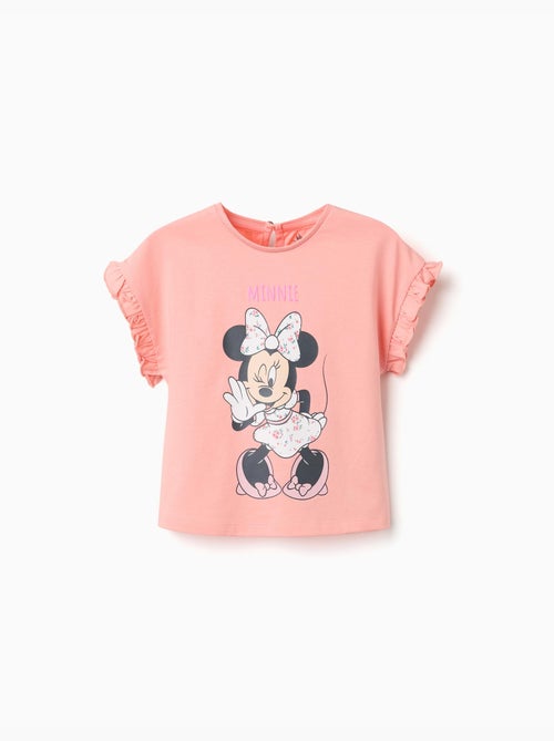 Maglietta in cotone con stampa Minnie e volant - Kiabi