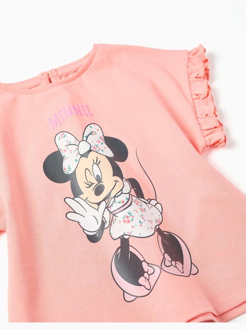 Maglietta in cotone con stampa Minnie e volant - Kiabi