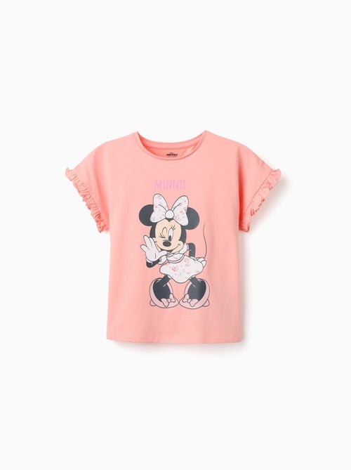 Maglietta in cotone con stampa Minnie e volant - Kiabi Maglietta in cotone con stampa Minnie e volant - Kiabi