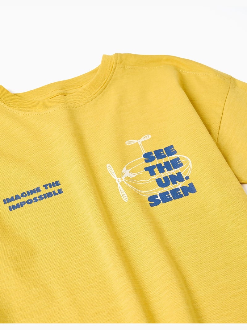 Maglietta in cotone con stampa See the Unseen Giallo scuro - Kiabi