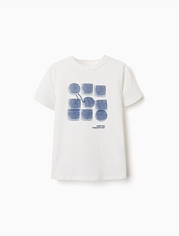 Maglietta in cotone con stampa Shapes