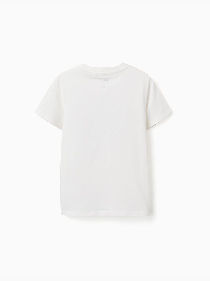 Maglietta in cotone con stampa Shapes Bianco - Kiabi