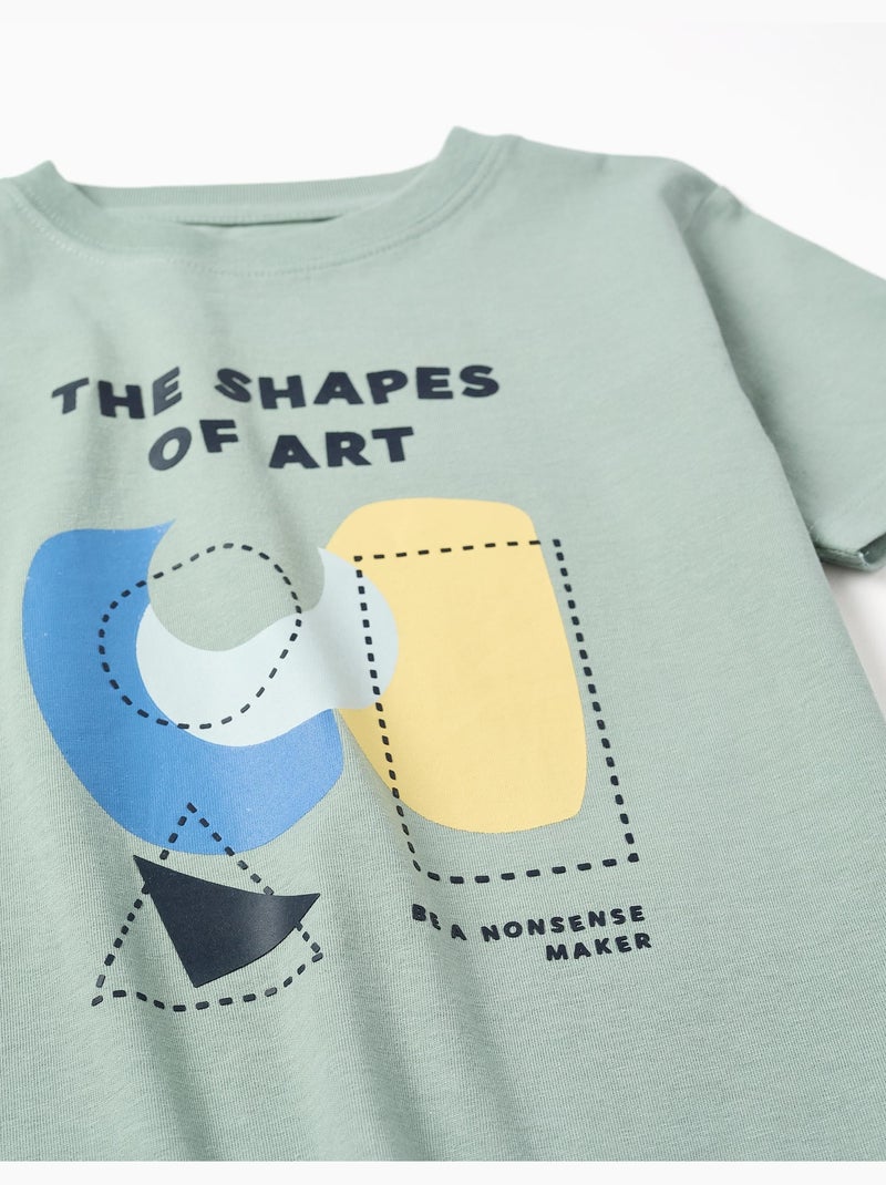 Maglietta in cotone con stampa Shapes Verde - Kiabi