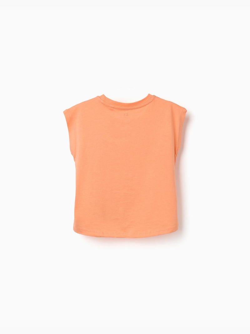 Maglietta in cotone con stampa sole e palme Arancione - Kiabi