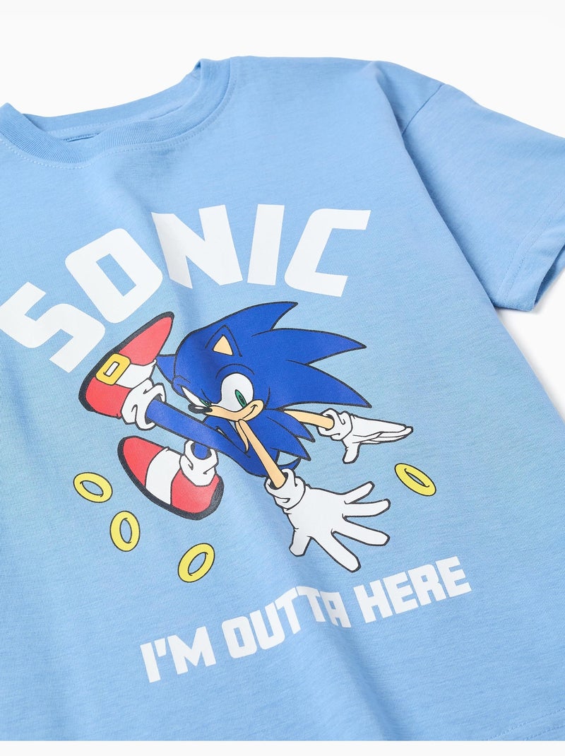 Maglietta in cotone con stampa Sonic sul davanti Blu chiaro - Kiabi