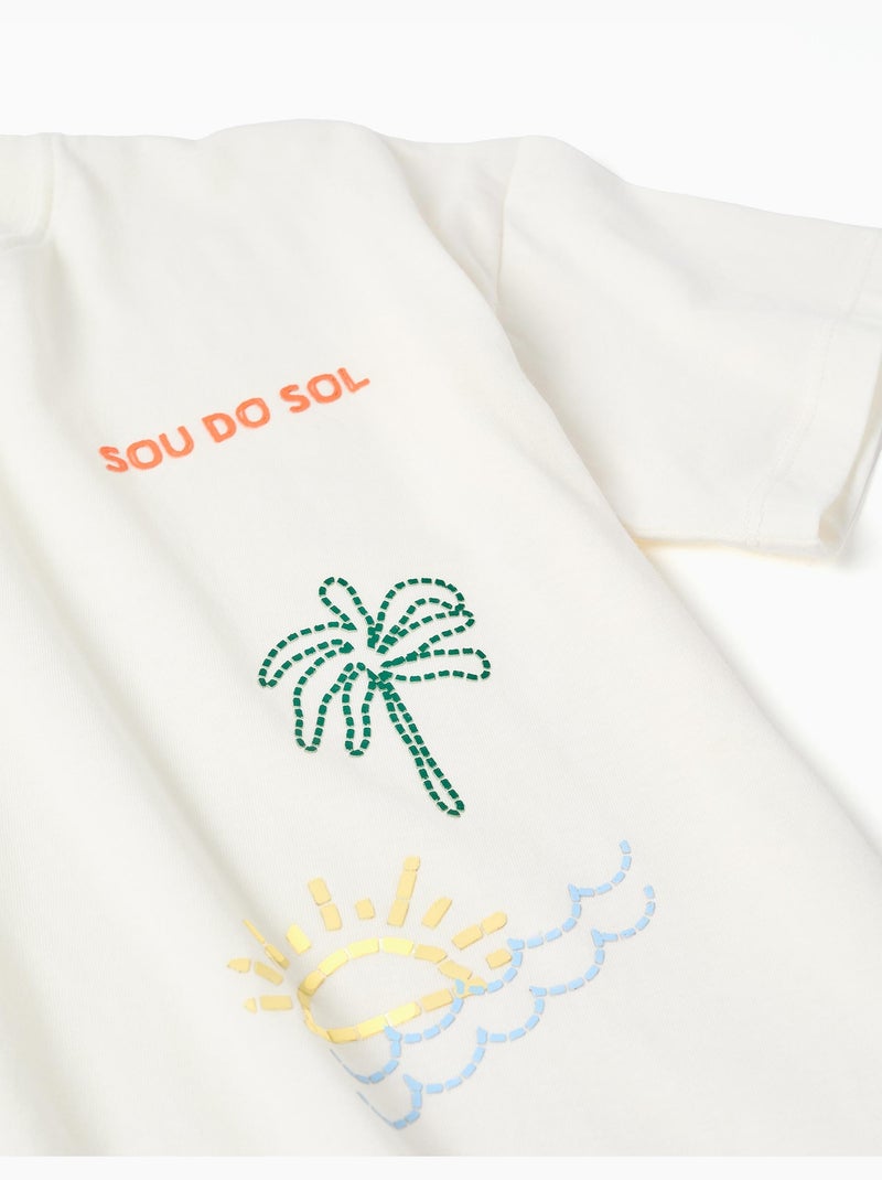Maglietta in cotone con stampa Sou do Sol Bianco - Kiabi