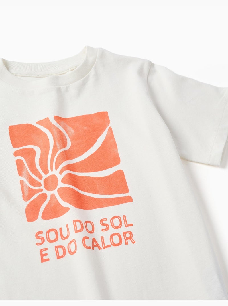 Maglietta in cotone con stampa Sou do Sol Bianco - Kiabi