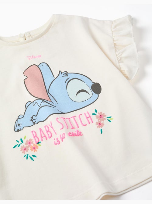 Maglietta in cotone con stampa Stitch e volant - Kiabi