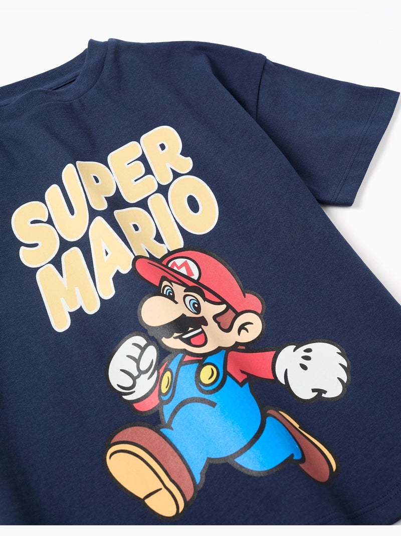 Maglietta in cotone con stampa Super Mario Blu scuro - Kiabi