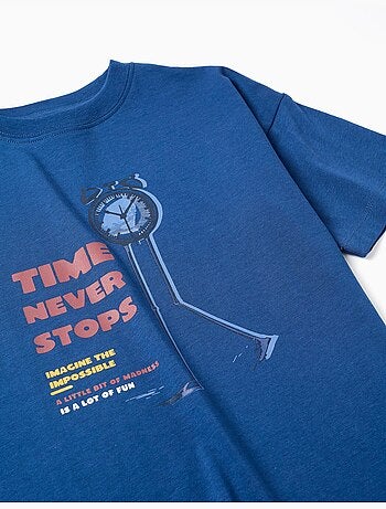 Maglietta in cotone con stampa Time Never Stops