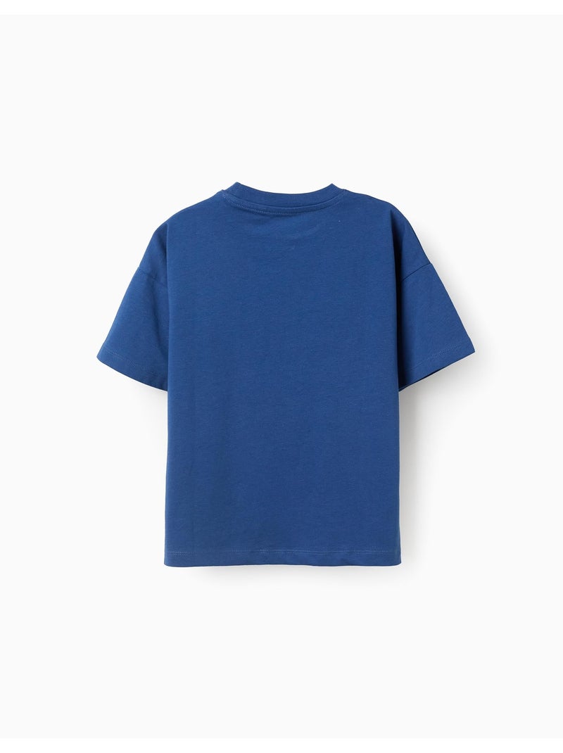 Maglietta in cotone con stampa Time Never Stops Blu scuro - Kiabi