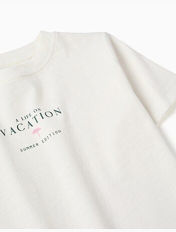 Maglietta in cotone con stampa Vacation