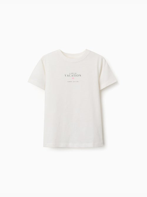 Maglietta in cotone con stampa Vacation - Kiabi