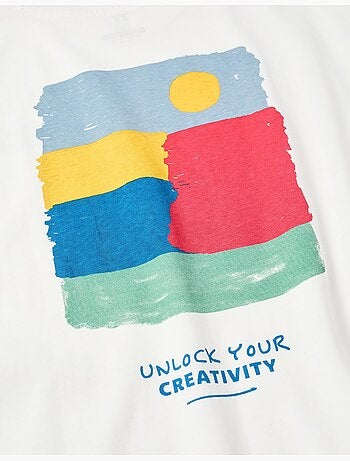 Maglietta in cotone con stampe Creativity