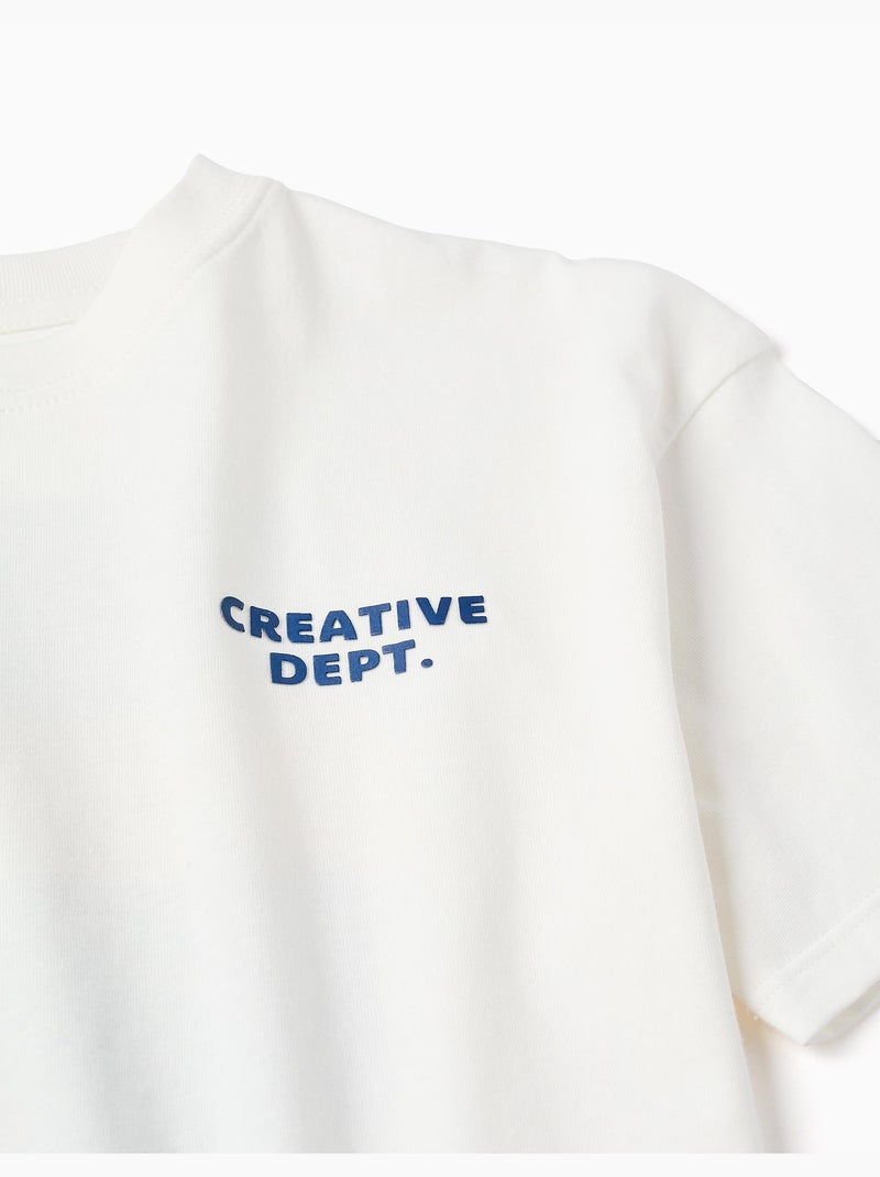 Maglietta in cotone con stampe Creativity Bianco - Kiabi
