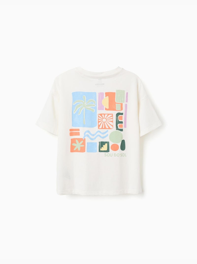 Maglietta in cotone con stampe da spiaggia colorate Bianco - Kiabi