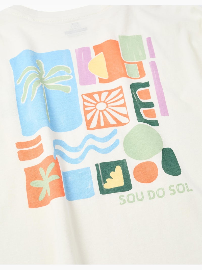Maglietta in cotone con stampe da spiaggia colorate Bianco - Kiabi