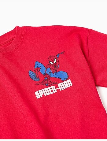 Maglietta in cotone con stampe di spider-man davanti e dietro