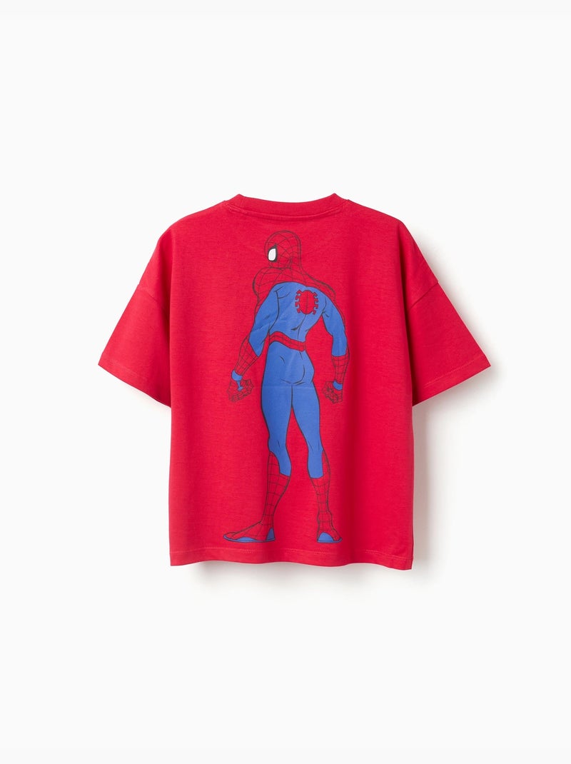 Maglietta in cotone con stampe di spider-man davanti e dietro Rosso - Kiabi