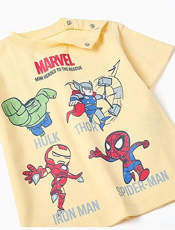 Maglietta in cotone con stampe Marvel Heroes
