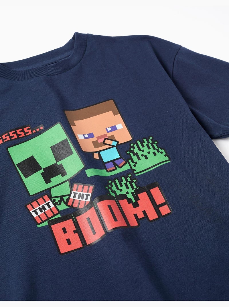 Maglietta in cotone con stampe Minecraft Blu scuro - Kiabi