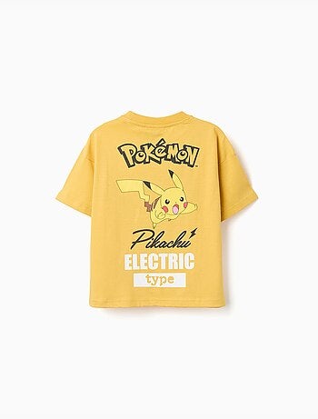 Maglietta in cotone con stampe pikachu sul fronte e sul retro