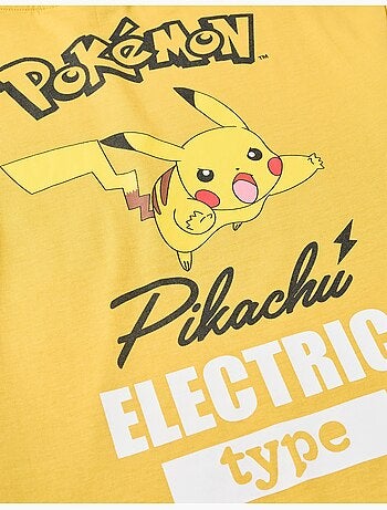 Maglietta in cotone con stampe pikachu sul fronte e sul retro