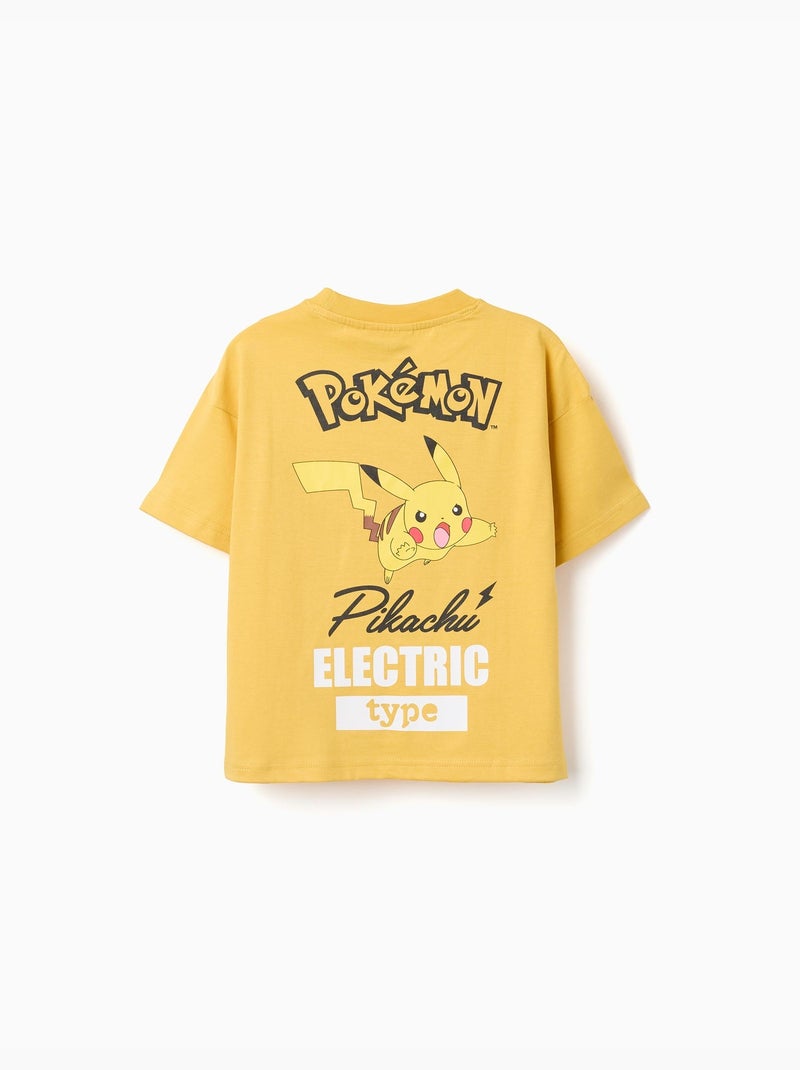 Maglietta in cotone con stampe pikachu sul fronte e sul retro Giallo scuro - Kiabi