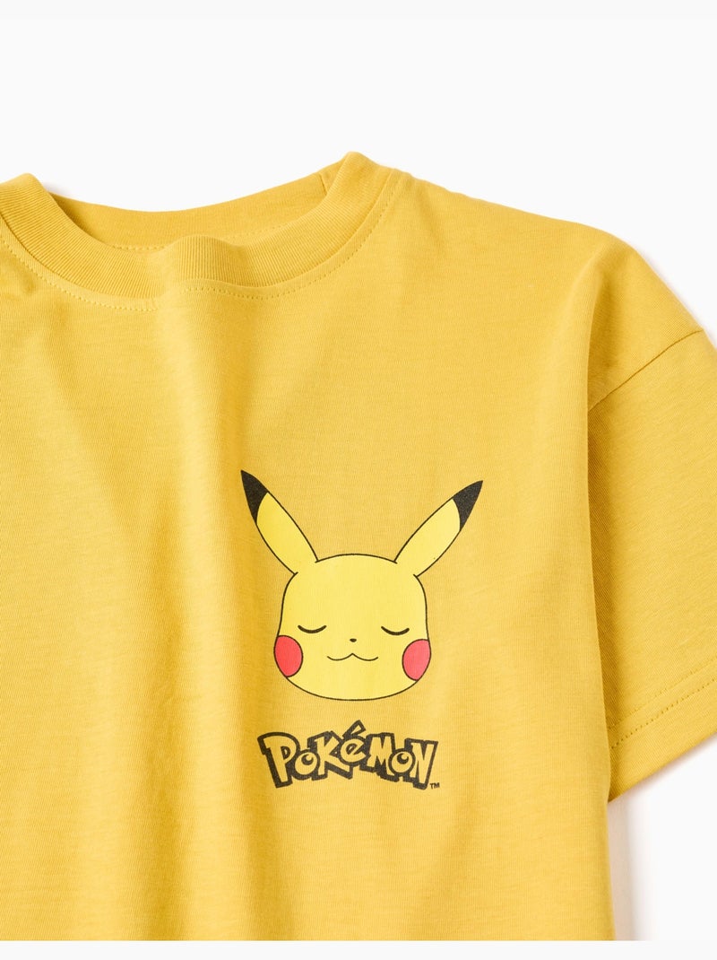 Maglietta in cotone con stampe pikachu sul fronte e sul retro Giallo scuro - Kiabi
