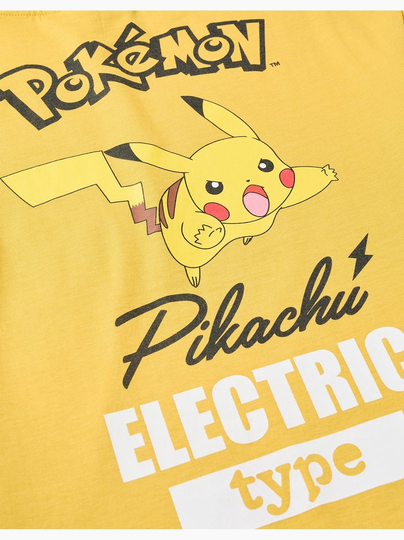 Maglietta in cotone con stampe pikachu sul fronte e sul retro Giallo scuro - Kiabi