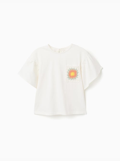 Maglietta in cotone con tasca all'uncinetto - Kiabi