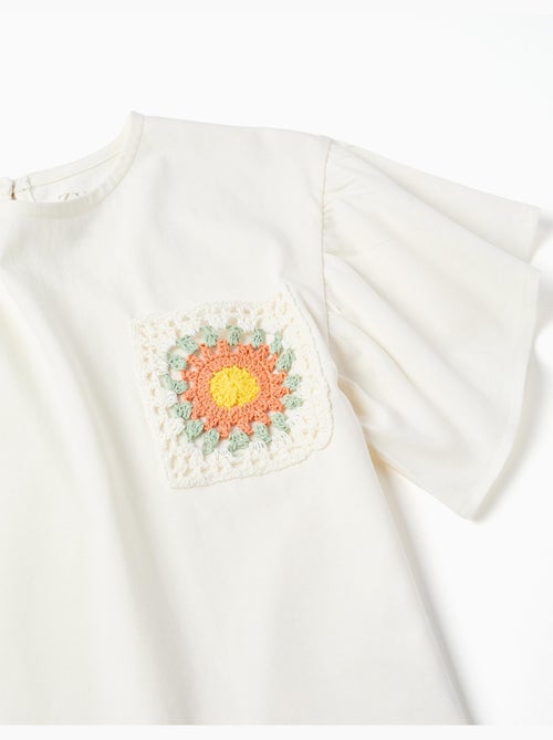 Maglietta in cotone con tasca all'uncinetto - Kiabi