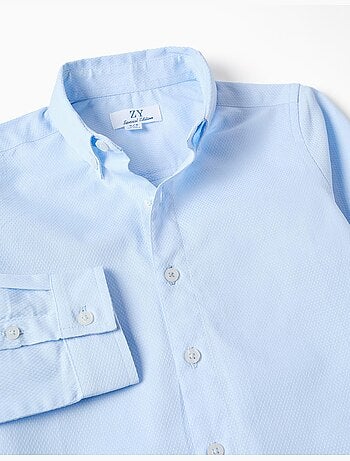 Maglietta in cotone dobby a manica lunga