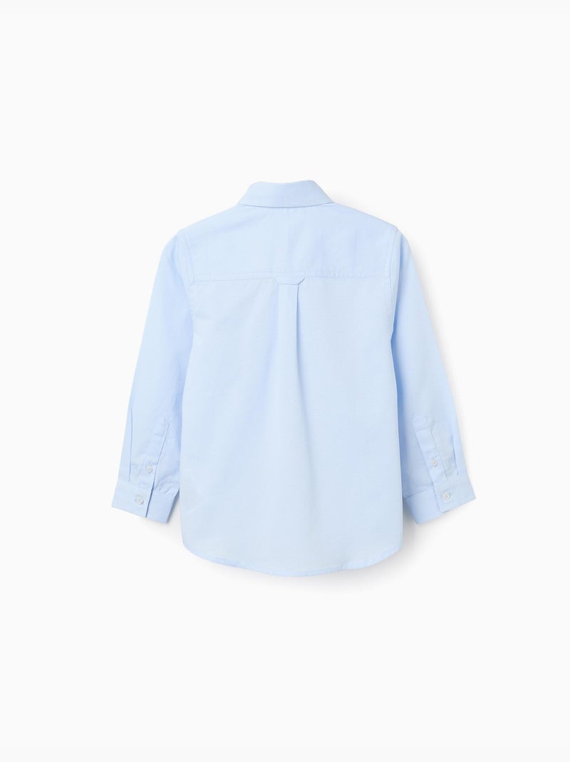 Maglietta in cotone dobby a manica lunga Blu chiaro - Kiabi