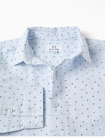 Maglietta in cotone e lino con motivo a cerchi