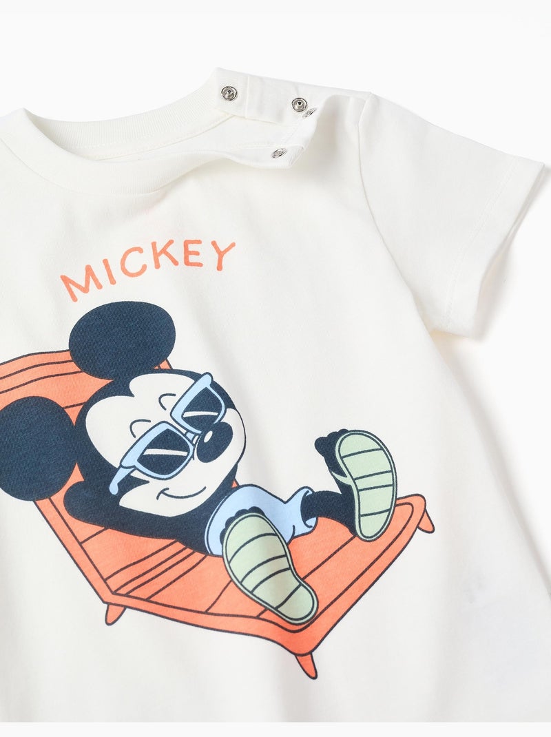 Maglietta in cotone e pantaloncini con stampa di Mickey Nero Arancione - Kiabi