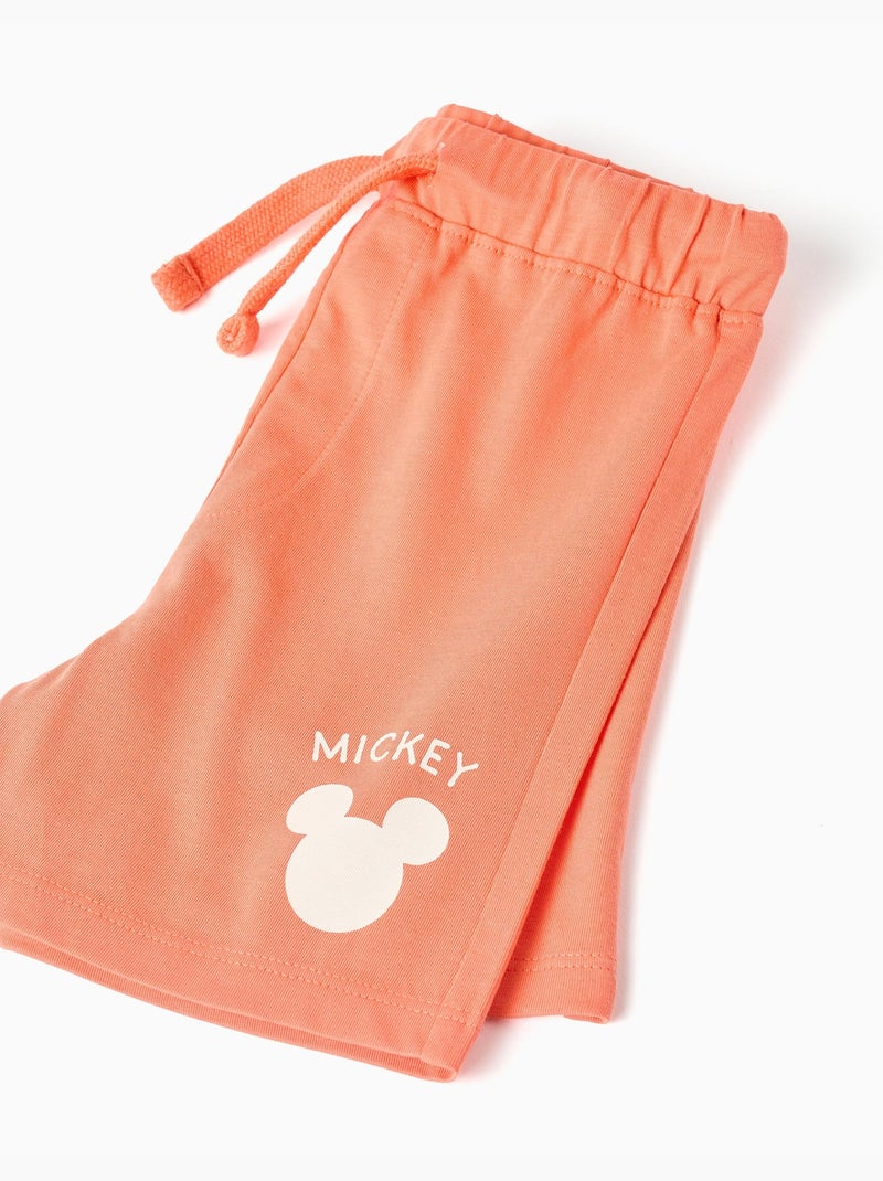 Maglietta in cotone e pantaloncini con stampa di Mickey Nero Arancione - Kiabi