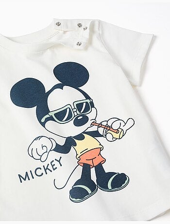 Maglietta in cotone e pantaloncini con stampa Mickey