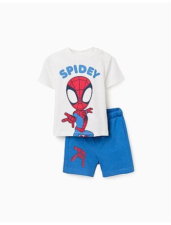 Maglietta in cotone e pantaloncini con stampa Spidey