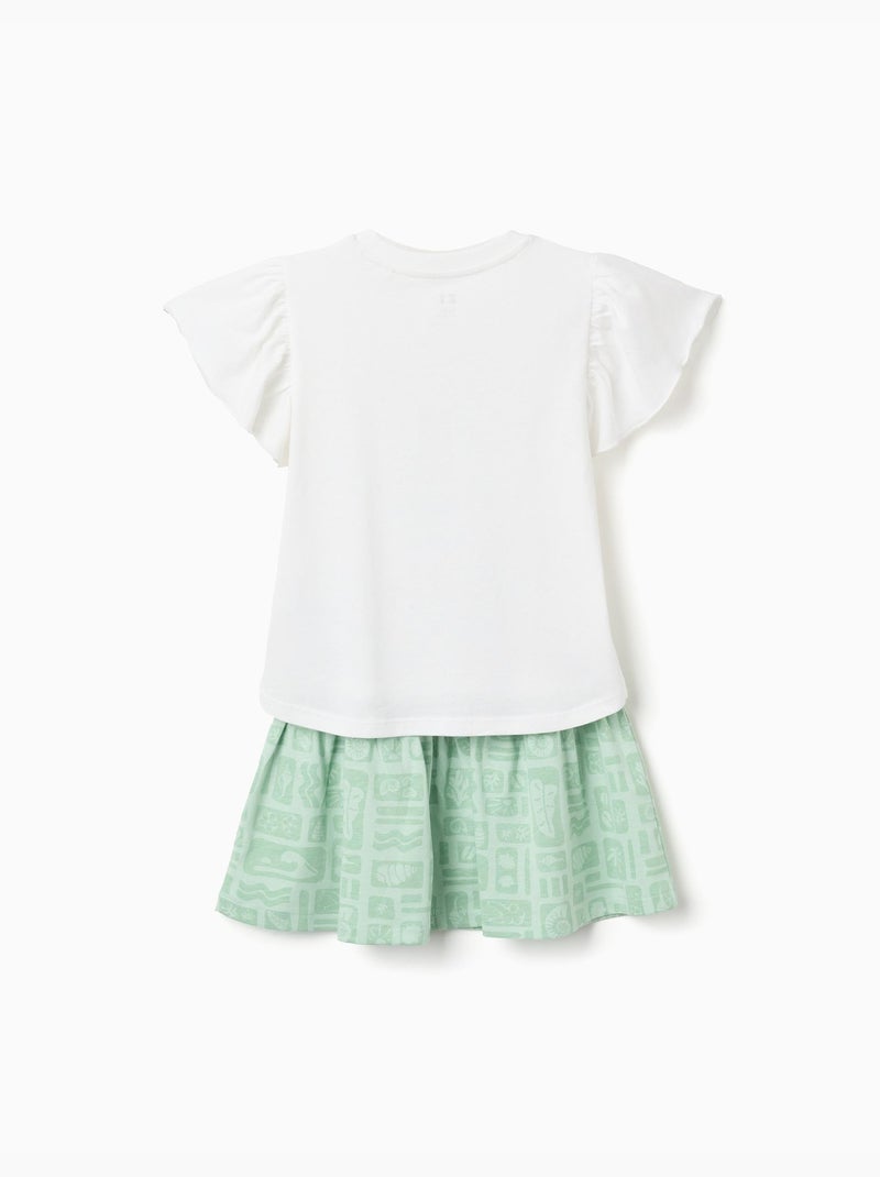 Maglietta in cotone + gonna con motivo da spiaggia Bianco - Kiabi