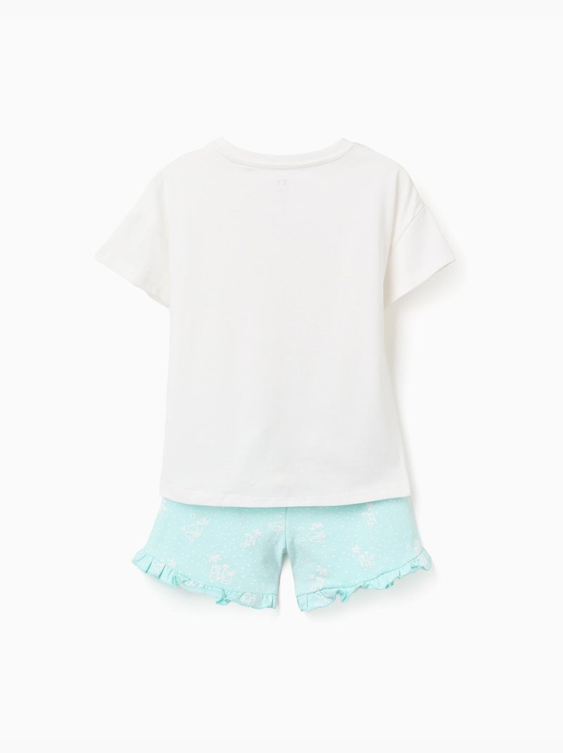 Maglietta in cotone + pantaloncini con stampe di palme Bianco - Kiabi