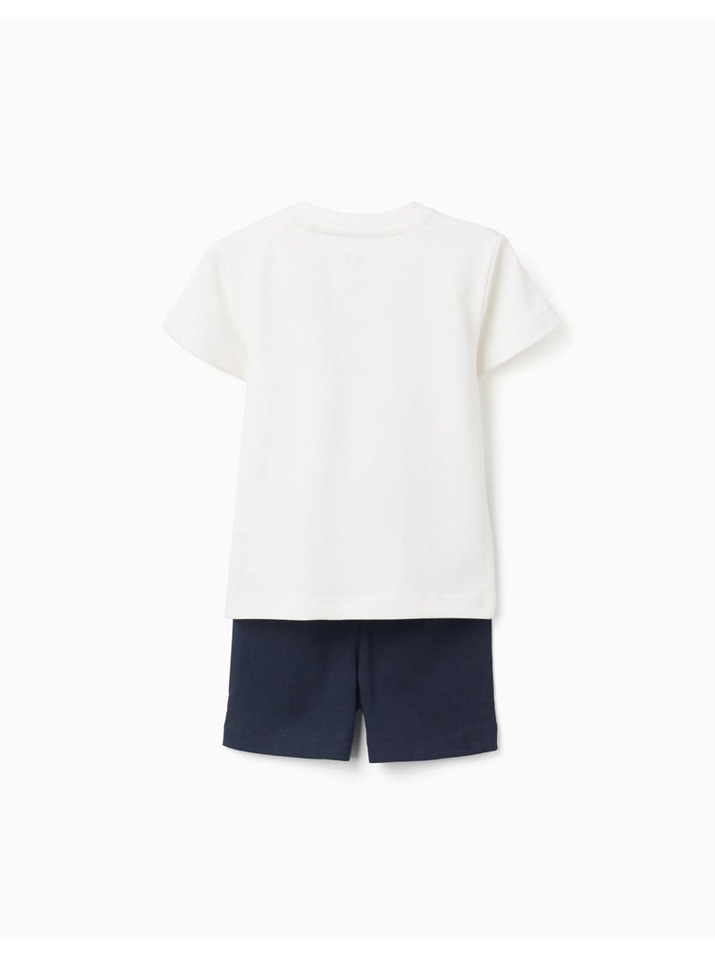 Maglietta in cotone stampato + pantaloncini Blu Blu - Kiabi