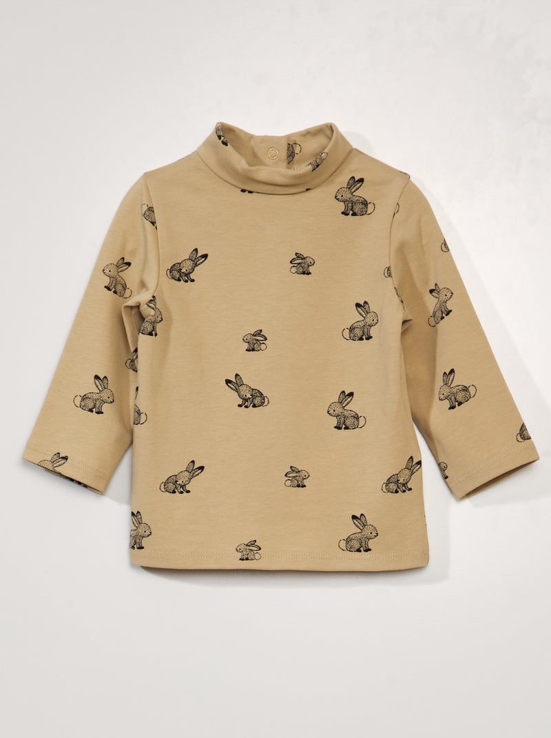 Maglietta in jersey con dolcevita BEIGE - Kiabi