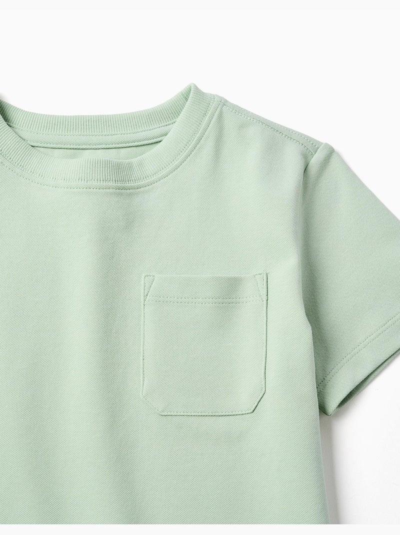 Maglietta in piqué di cotone con tasca Verde chiaro - Kiabi