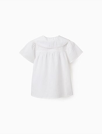 Maglietta in popeline a manica corta con maxi Collo