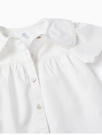 Maglietta in popeline a manica corta con maxi Collo